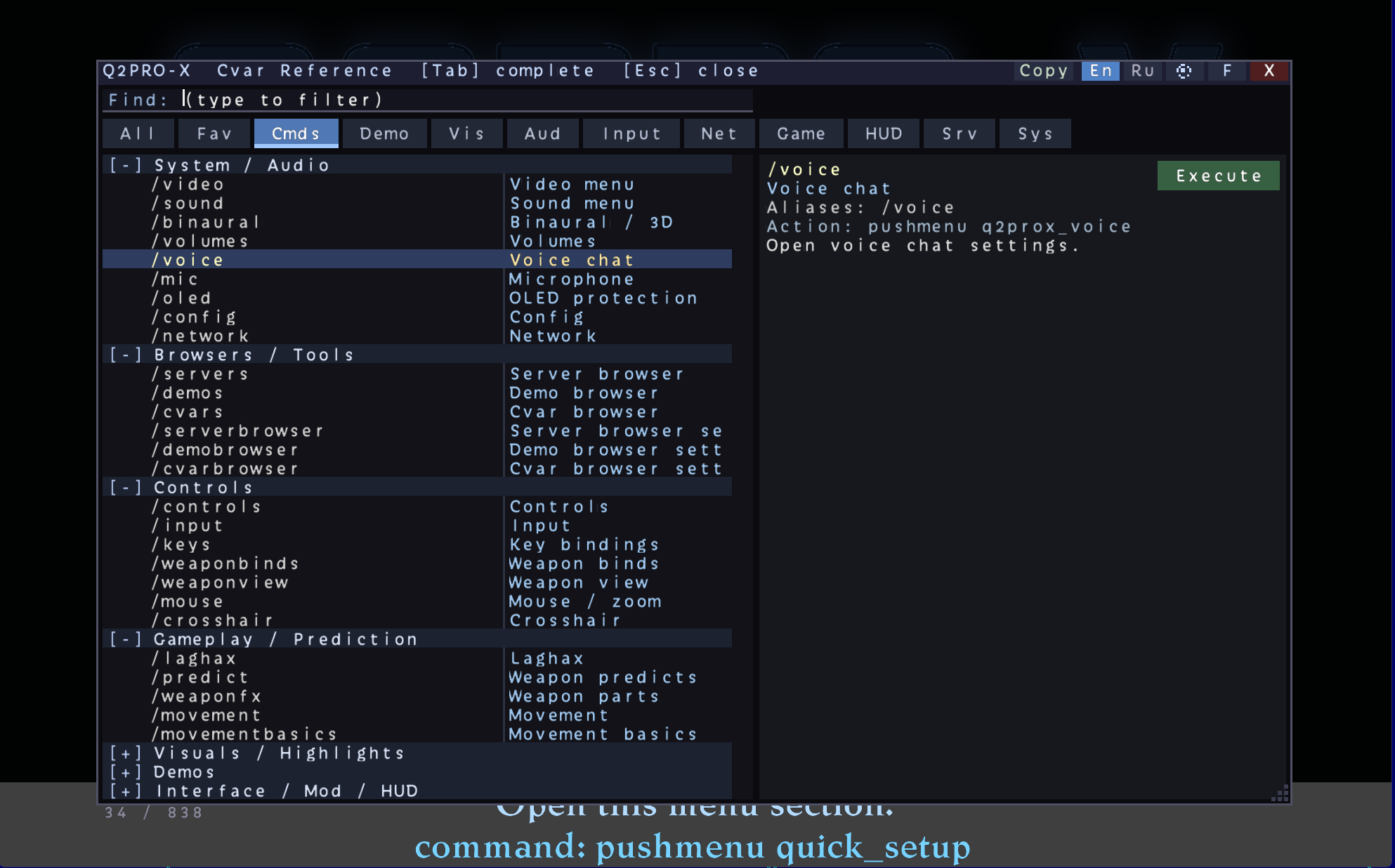 Command browser